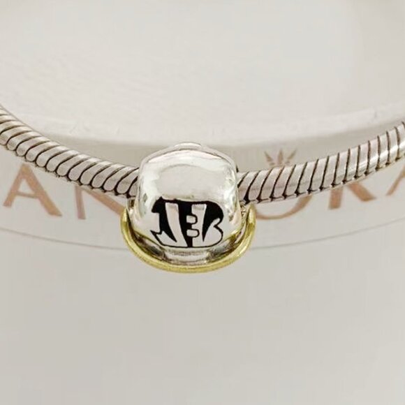 Pandora Cincinnati Bengals Football Helmet Bead Charm Pendant - Picture 1 of 3
